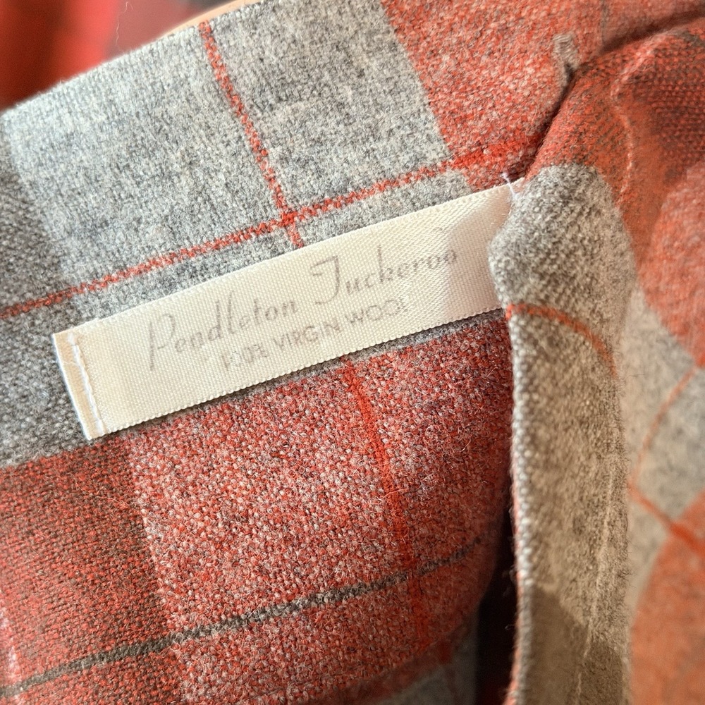 Vtg Pendleton Tuckeroo Wool Shadow Plaid Loop Collar Board Shirt Womens Medium - Picture 6 of 9